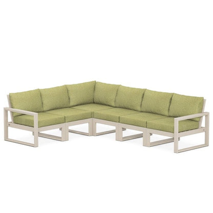 POLYWOOD EDGE 6-Piece Modular Sectional in Sand / Chartreuse Boucle