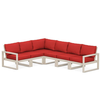 POLYWOOD EDGE 6-Piece Modular Sectional in Sand / Crimson Linen