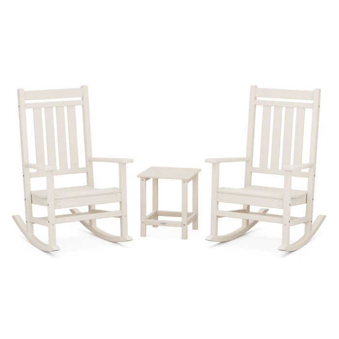 Polywood Polywood Sand Estate 3-Piece Rocking Chair Set with Long Island 18&quot; Side Table