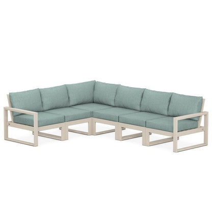 POLYWOOD EDGE 6-Piece Modular Sectional in Sand / Glacier Spa