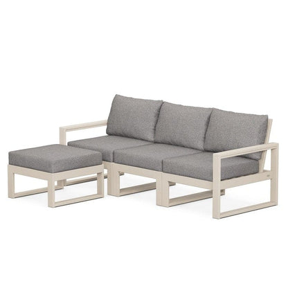 POLYWOOD EDGE 4-Piece Modular Sectional with Ottoman in Sand / Grey Mist