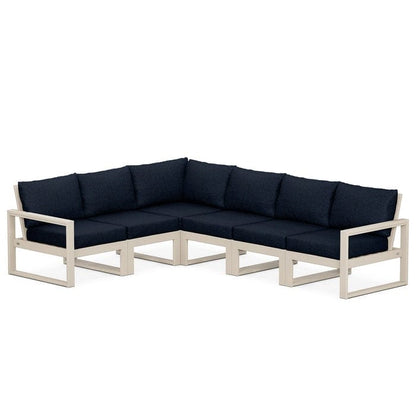 POLYWOOD EDGE 6-Piece Modular Sectional in Sand / Marine Indigo