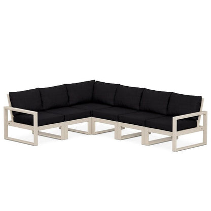 POLYWOOD EDGE 6-Piece Modular Sectional in Sand / Midnight Linen