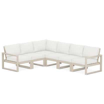 POLYWOOD EDGE 6-Piece Modular Sectional in Sand / Natural Linen