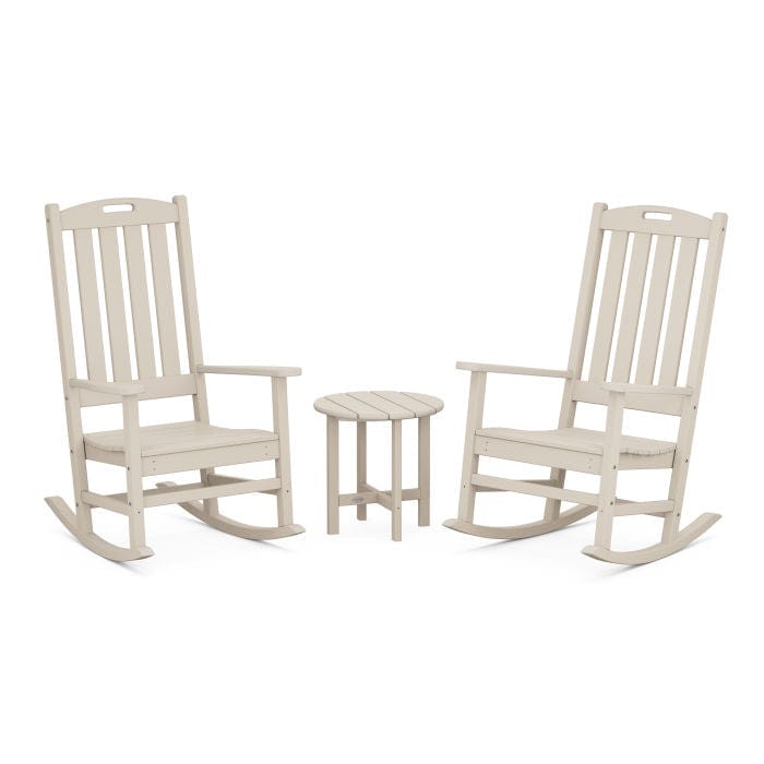 Polywood Nautical 3Piece Porch Rocking Chair Set with Round 18&quot; Side Table - Casual Furniture World