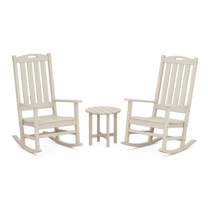 Polywood Nautical 3Piece Porch Rocking Chair Set with Round 18&quot; Side Table - Casual Furniture World