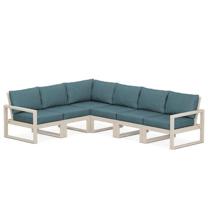 POLYWOOD EDGE 6-Piece Modular Sectional in Sand / Ocean Teal