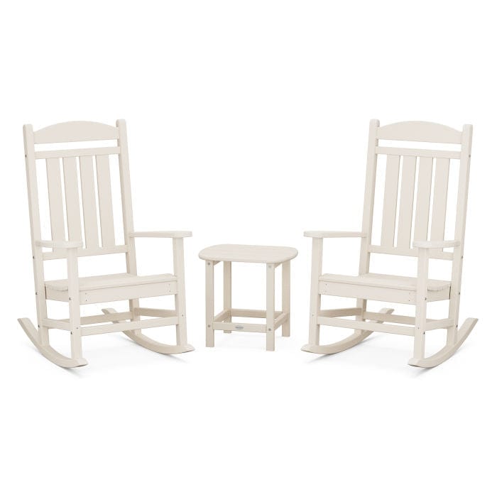 Polywood Polywood Sand Polywood Presidential 3-Piece Rocking Chair Set with South Beach 18&quot; Side Table