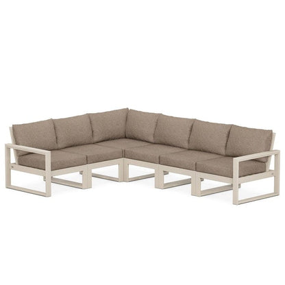 POLYWOOD EDGE 6-Piece Modular Sectional in Sand / Spiced Burlap