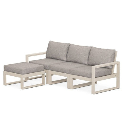 POLYWOOD EDGE 4-Piece Modular Sectional with Ottoman in Sand / Weathered Tweed