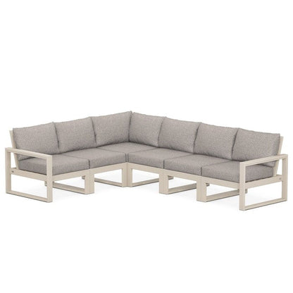 POLYWOOD EDGE 6-Piece Modular Sectional in Sand / Weathered Tweed