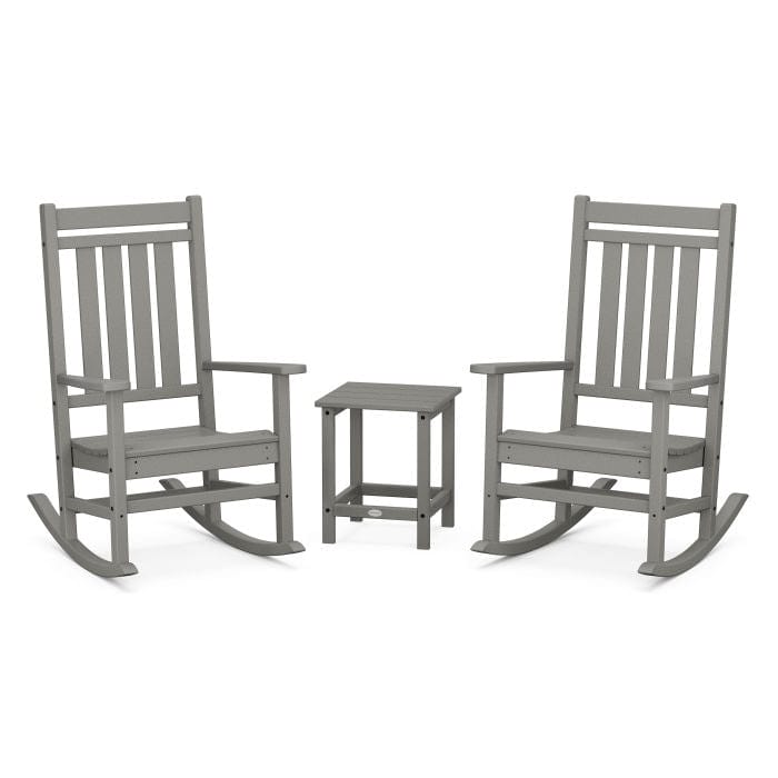 Polywood Estate 3-Piece Rocking Chair Set with Long Island 18&quot; Side Table - Casual Furniture World