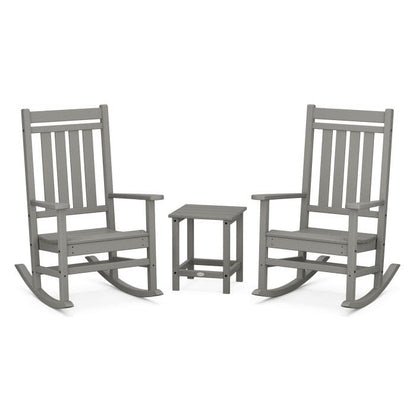 Polywood Estate 3-Piece Rocking Chair Set with Long Island 18&quot; Side Table - Casual Furniture World