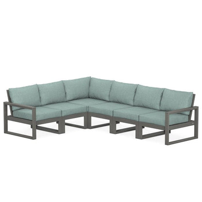 POLYWOOD EDGE 6-Piece Modular Sectional in Slate Grey / Glacier Spa