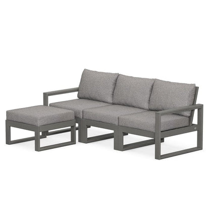 POLYWOOD EDGE 4-Piece Modular Sectional with Ottoman in Slate Grey / Grey Mist