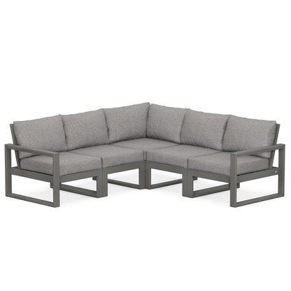 Polywood Polywood Slate Grey / Grey Mist Polywood EDGE 5-Piece Modular Deep Seating Set