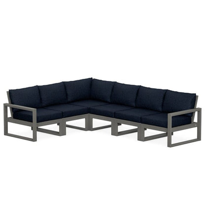 POLYWOOD EDGE 6-Piece Modular Sectional in Slate Grey / Marine Indigo