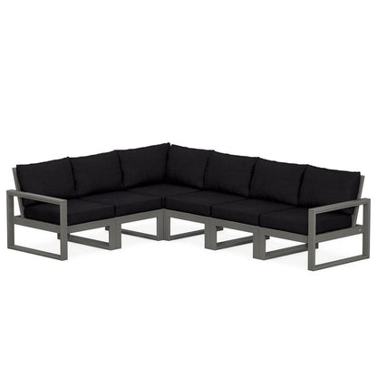 POLYWOOD EDGE 6-Piece Modular Sectional in Slate Grey / Midnight Linen