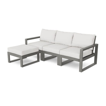 POLYWOOD EDGE 4-Piece Modular Sectional with Ottoman in Slate Grey / Natural Linen