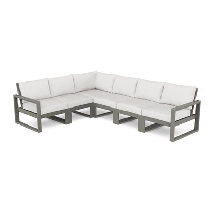 POLYWOOD EDGE 6-Piece Modular Sectional in Slate Grey / Natural Linen