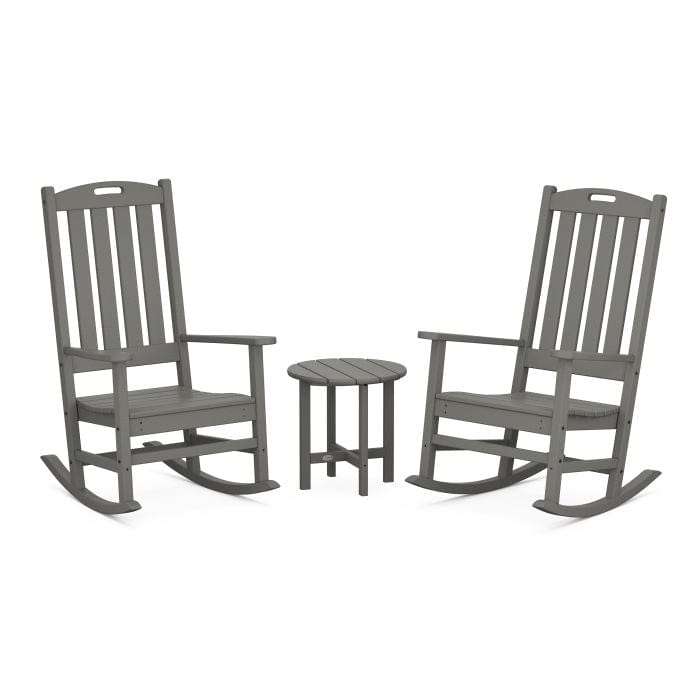 Polywood Nautical 3Piece Porch Rocking Chair Set with Round 18&quot; Side Table - Casual Furniture World