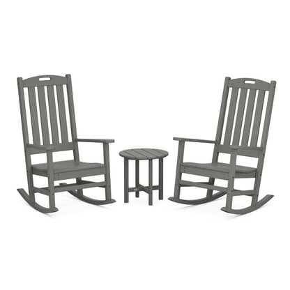 Polywood Nautical 3Piece Porch Rocking Chair Set with Round 18&quot; Side Table - Casual Furniture World