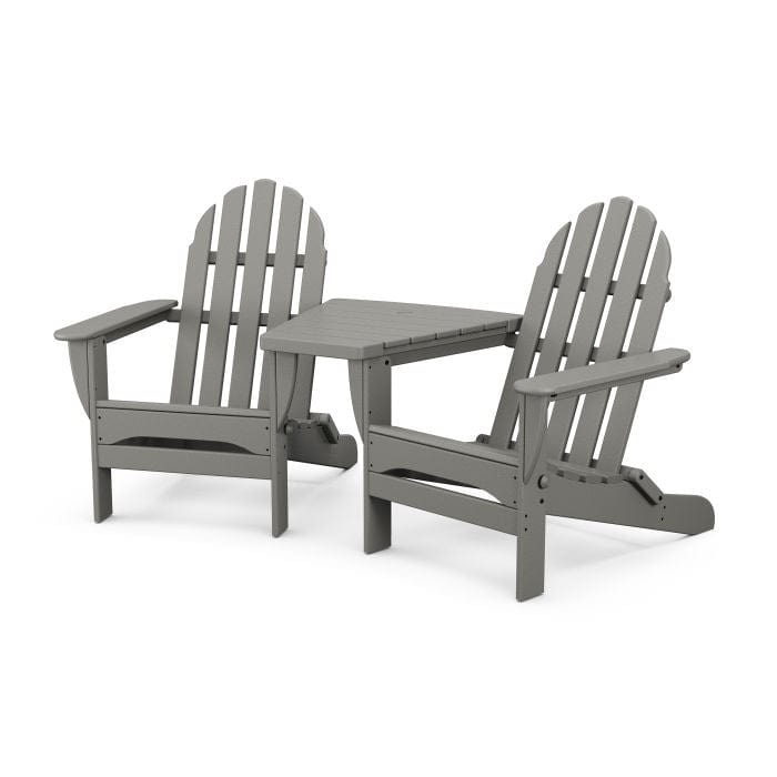 Polywood Polywood Slate Grey Polywood Classic 3-Piece Folding Adirondack Set With Connecting Table