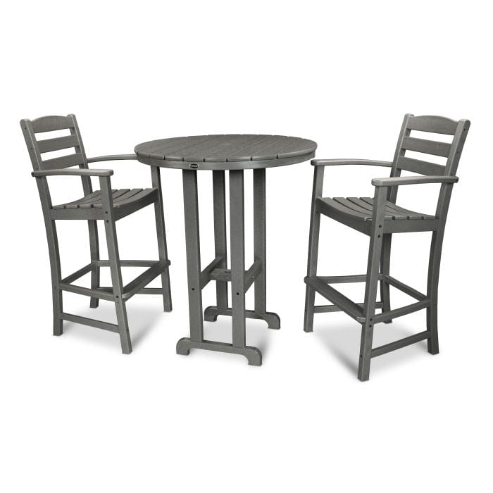 Polywood La Casa Café 3-Piece Round Farmhouse Bar Set - Casual Furniture World