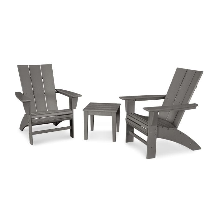 Polywood Polywood Slate Grey Polywood Modern 3-Piece Curveback Adirondack Set