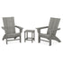 Polywood Modern 3-Piece Curveback Adirondack Set With Long Island 18" Side Table - Casual Furniture World