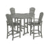 Polywood Polywood Slate Grey Polywood Palm Coast 5-Piece Round Farmhouse Bar Set