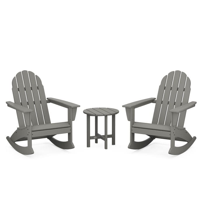 Polywood Vineyard 3-Piece Adirondack Rocking Chair Set with 18&quot; Round Table - Casual Furniture World