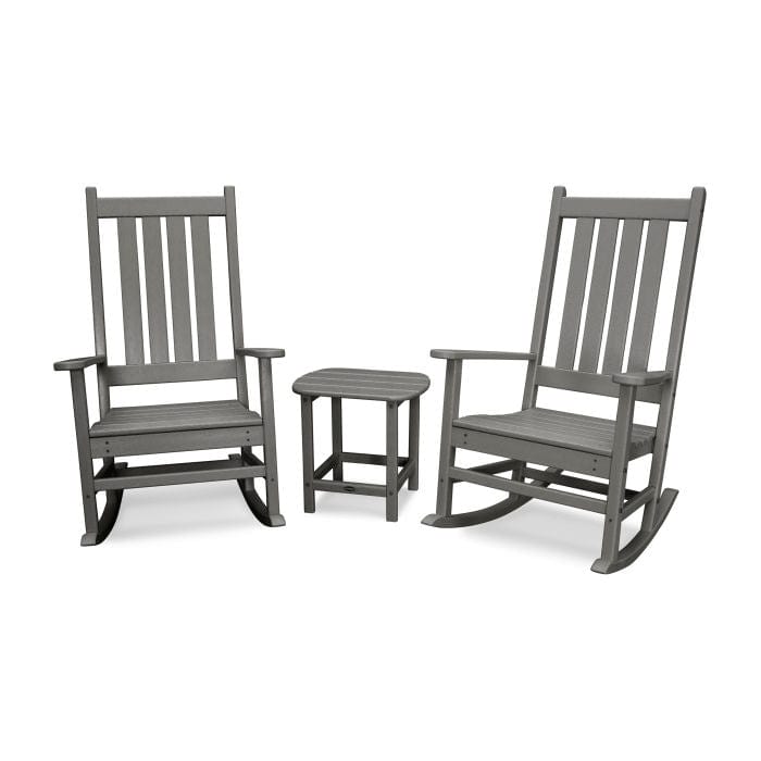 Polywood Vineyard 3-Piece Rocking Chair Set with South Beach 18&quot; Side Table - Casual Furniture World