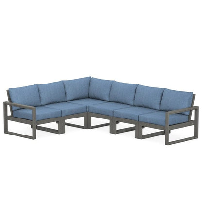 POLYWOOD EDGE 6-Piece Modular Sectional in Slate Grey / Sky Blue