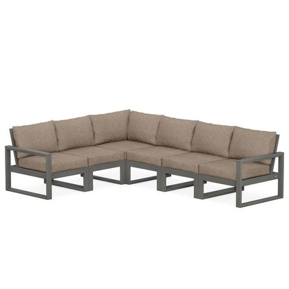 POLYWOOD EDGE 6-Piece Modular Sectional in Slate Grey / Spiced Burlap