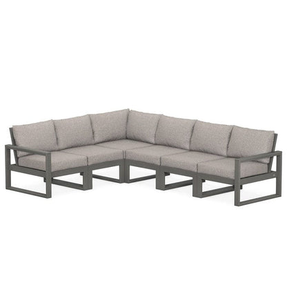 POLYWOOD EDGE 6-Piece Modular Sectional in Slate Grey / Weathered Tweed