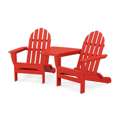 Polywood Polywood Sunset Red Polywood Classic 3-Piece Folding Adirondack Set With Connecting Table