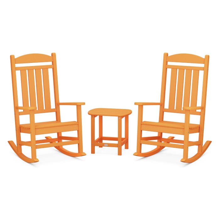Polywood Polywood Tangerine Polywood Presidential 3-Piece Rocking Chair Set with South Beach 18&quot; Side Table