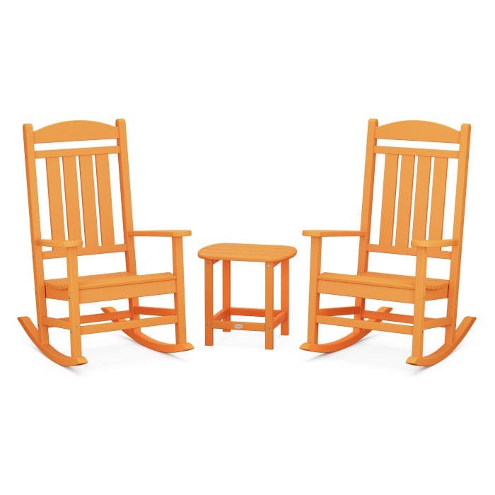 Polywood Presidential 3-Piece Rocking Chair Set with South Beach 18&quot; Side Table - Casual Furniture World