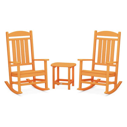 Polywood Presidential 3-Piece Rocking Chair Set with South Beach 18&quot; Side Table - Casual Furniture World