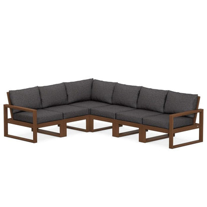 POLYWOOD EDGE 6-Piece Modular Sectional in Teak / Ash Charcoal