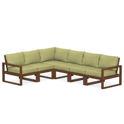 POLYWOOD EDGE 6-Piece Modular Sectional in Teak / Chartreuse Boucle