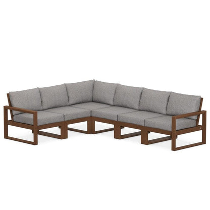 POLYWOOD EDGE 6-Piece Modular Sectional in Teak / Grey Mist