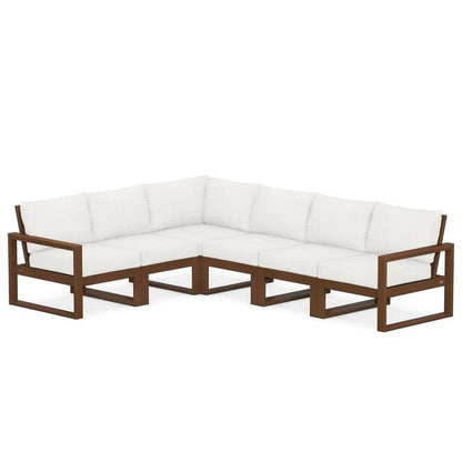 POLYWOOD EDGE 6-Piece Modular Sectional in Teak / Natural Linen