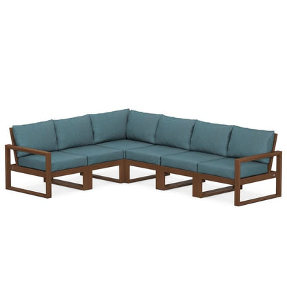 POLYWOOD EDGE 6-Piece Modular Sectional in Teak / Ocean Teal