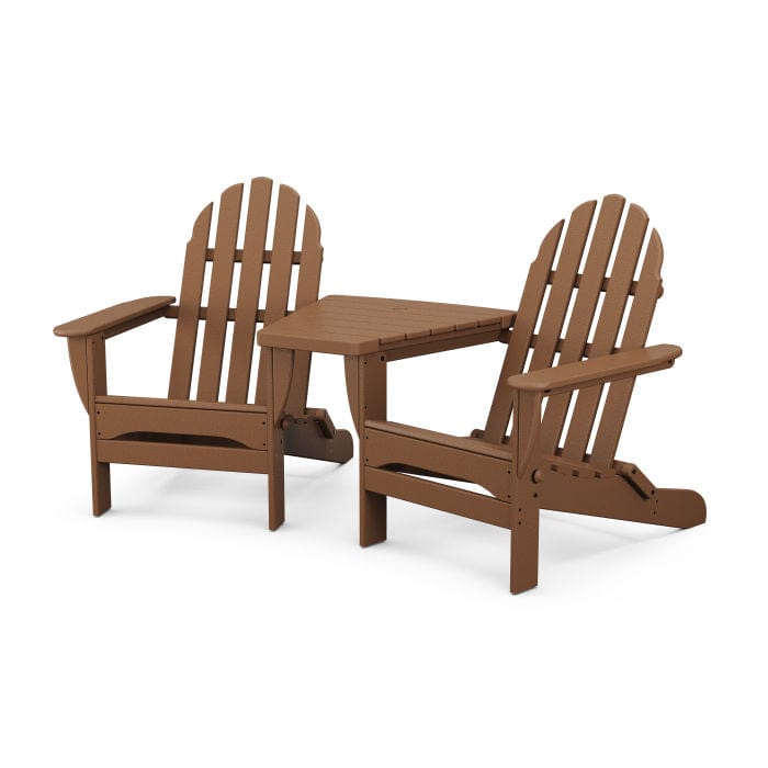 Polywood Classic 3-Piece Folding Adirondack Set With Connecting Table - Casual Furniture World