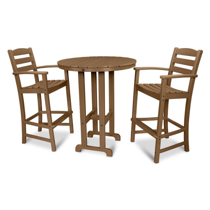 Polywood La Casa Café 3-Piece Round Farmhouse Bar Set - Casual Furniture World