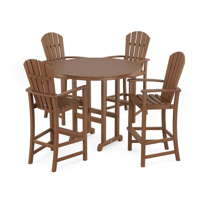 Polywood Palm Coast 5-Piece Round Farmhouse Bar Set - Casual Furniture World