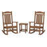 Polywood Polywood Teak Polywood Presidential 3-Piece Rocking Chair Set with South Beach 18" Side Table