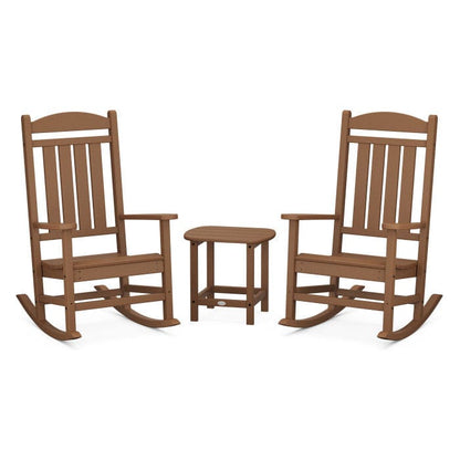 Polywood Presidential 3-Piece Rocking Chair Set with South Beach 18&quot; Side Table - Casual Furniture World